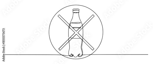 continuous one line drawing of no soda drink allowed sign