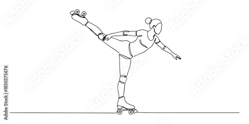 artistic roller skater arabesque pose outline vector