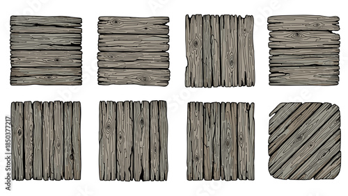 Collection of various wooden plank textures and patterns