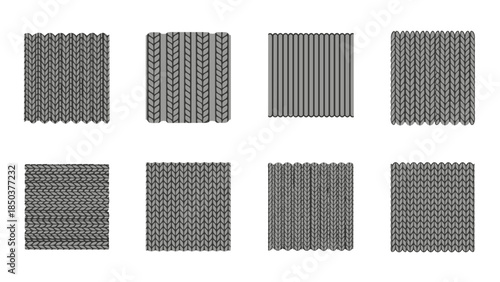 Collection of various gray textured fabric swatches