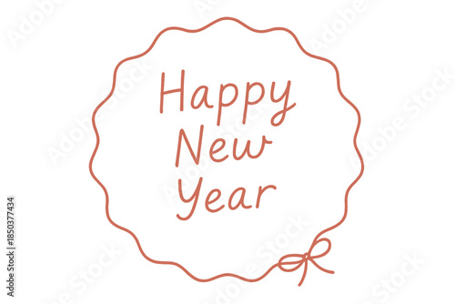 Celebration of new year with handwritten style greeting in simple design and warm color