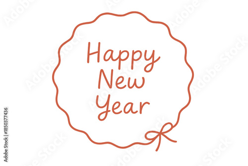 New year greeting design with handwritten text and decorative border for celebration and festive events