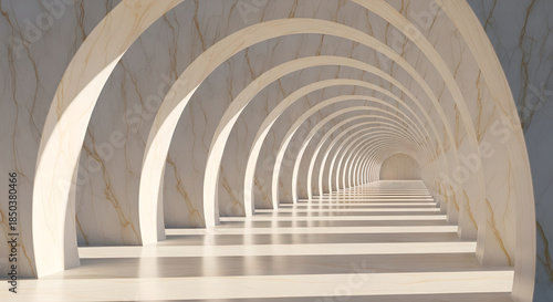Marble Arches Modern Tunnel Architectural Pathway White Gold
