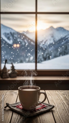 cup of coffee on wooden table