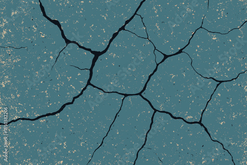 Aged Blue Metal. Close-up of a cracked and aged blue metal surface, sharp textures vector illustration and gritty tones, perfect