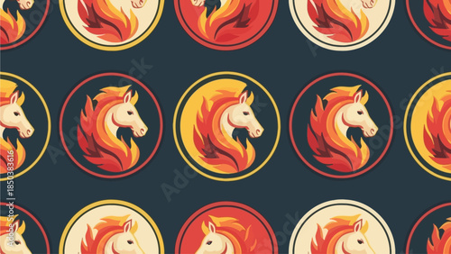 A series of stylized unicorn illustrations arranged in a grid pattern on a dark background