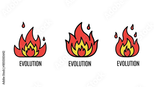 Evolutionary Progression of Flames Illustrated in a Sequence of Graphics