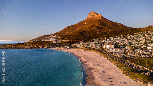 Aerial view from Camps Bay in Cape Town, South Africa