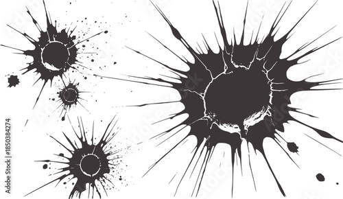 Monochrome abstract ink splatter explosion with clean edges