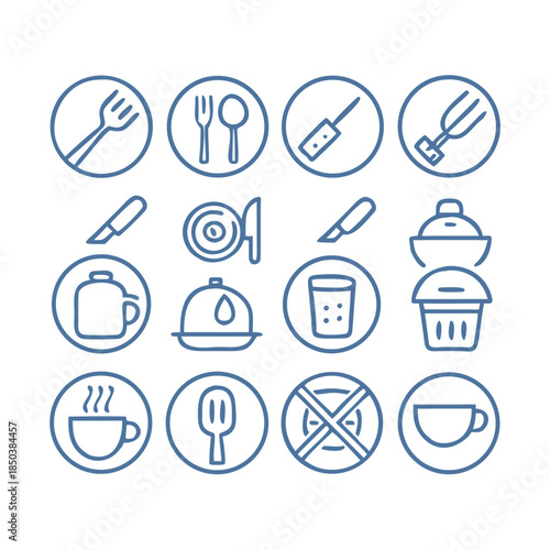 Collection of cute cooking icons with pastel colors