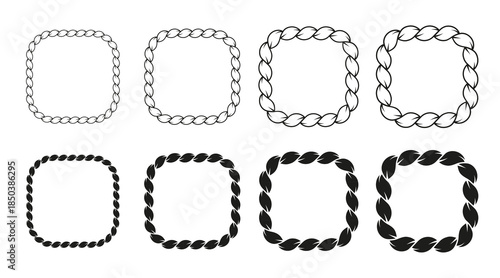 Square rope frame bundle: a pack of rectangular cord borders, including chain, braid, and plait designs. Ideal for decorative banners, posters, and booklet layouts