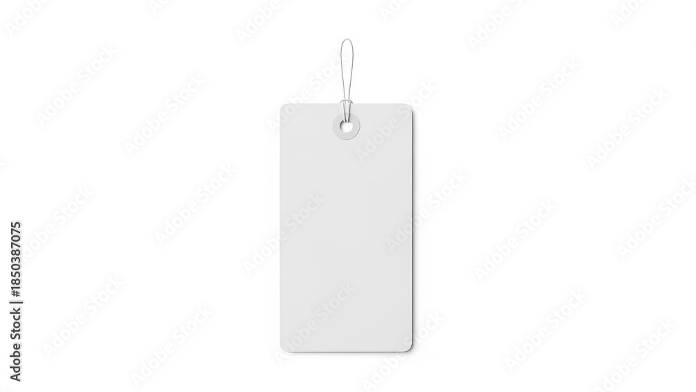 Fototapeta premium Blank white tag with attached string on white background.