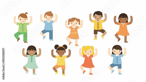 Diverse children dancing together