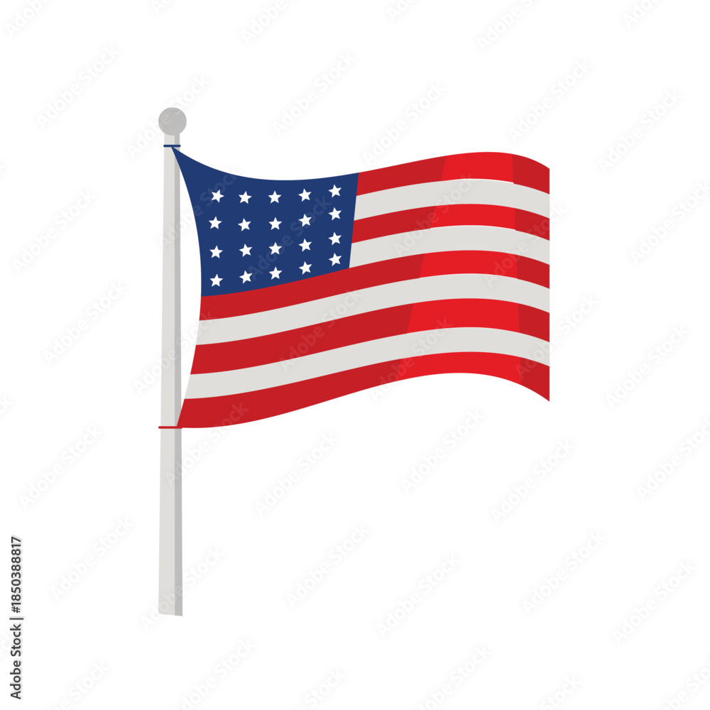 Obraz premium American flag vector, american flag icon, american flag clip art, isolated on white background. Suitable for usa patriotism, independence day, and national symbol design