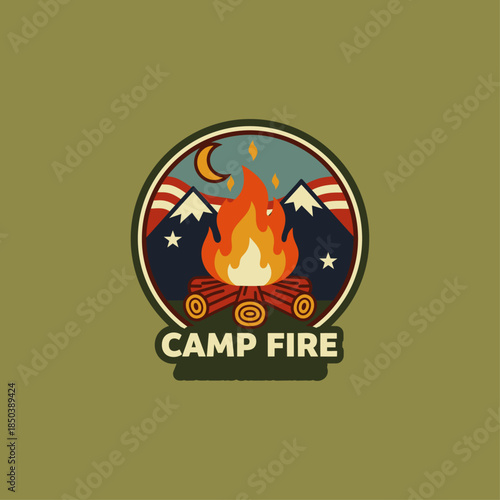 Camp Fire icon flat vector design.