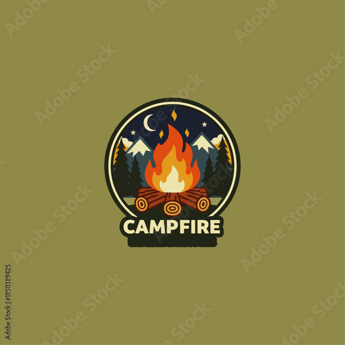 Camp Fire icon flat vector design.