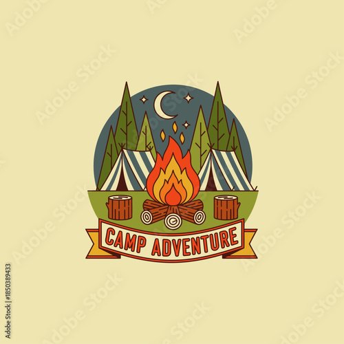 Camp icon flat vector design.