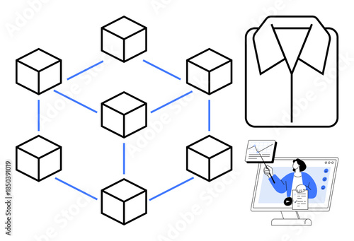 Blockchain framework. Blockchain streamlining logistics and supply chain operations. Blockchain analyzing data for secure and transparent solutions. For tech, logistics, finance innovations, supply
