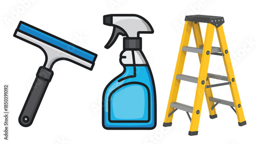 Cleaning Supplies and Tools with natural lighting and detailed texture for commercial background