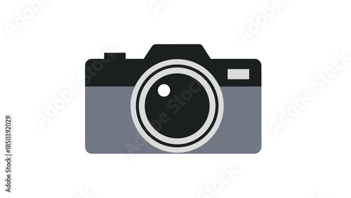 Gray Digital Camera Front View Illustration.