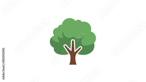Green Tree with Brown Trunk Illustration.