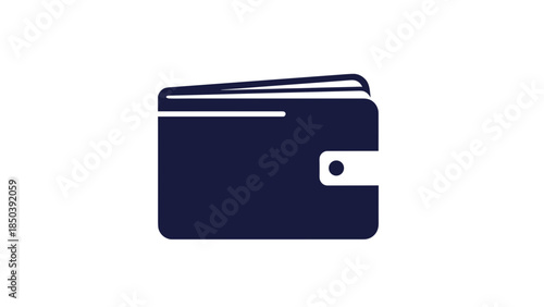 Navy Blue Leather Wallet Icon Illustration.
