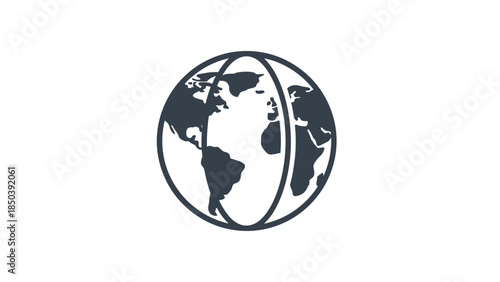 Simple Black and White Globe Icon.