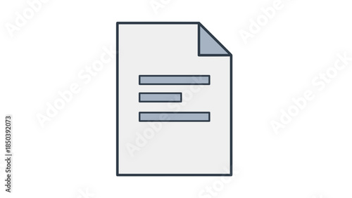 Simple Document Icon with Folded Corner.