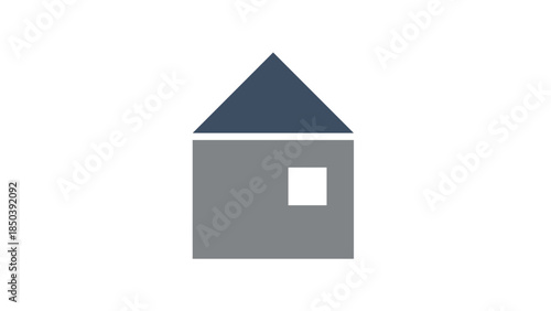 Simple House Icon with Grey and Blue.