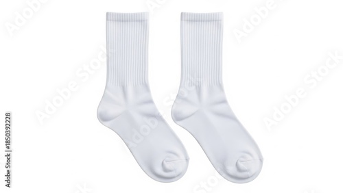 Pair of classic white cotton crew socks.