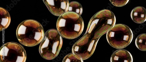 Brown bubbles floating in black space create a unique visual display