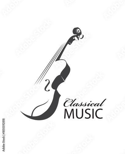 monochrome illustration of violin isolated on white background