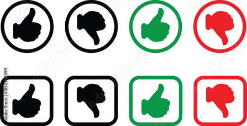 Like and dislike icon set represents user feedback, approval, rating, and opinion symbols