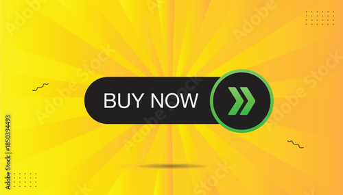 buy now banner editable eps format template design label sticker icon vector illustration black green gradient shapes with orange and yellow abstract background
