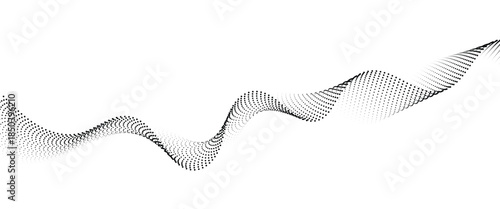 Flowing Dot Wave halftone gradient pattern on transparent background	
