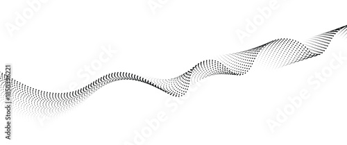 Flowing Dot Wave halftone gradient pattern on transparent background	
