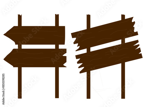A set of wooden hanging boards with poles. Illustration of a traditional hanging board.