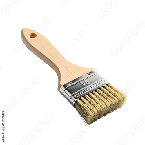 Brush With a Wooden Handle isolated on transparent or white background. PNG
