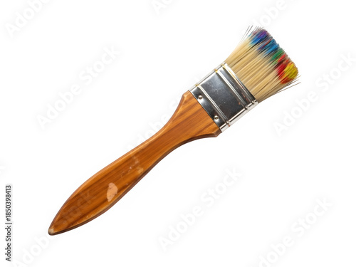 Brush With a Wooden Handle isolated on transparent or white background. PNG
