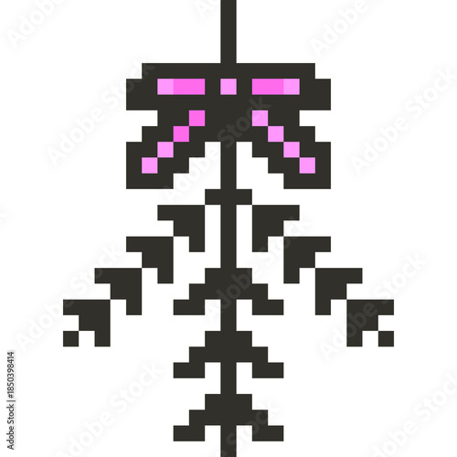 Christmas Pixel Art Icon Set with Santa Claus Snowman and Holiday Decorations