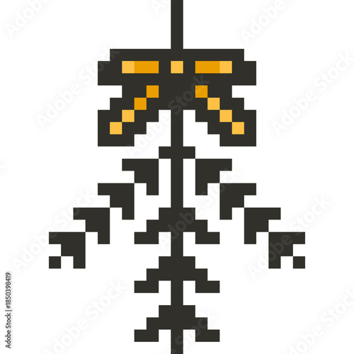 Christmas Pixel Art Icon Set with Santa Claus Snowman and Holiday Decorations