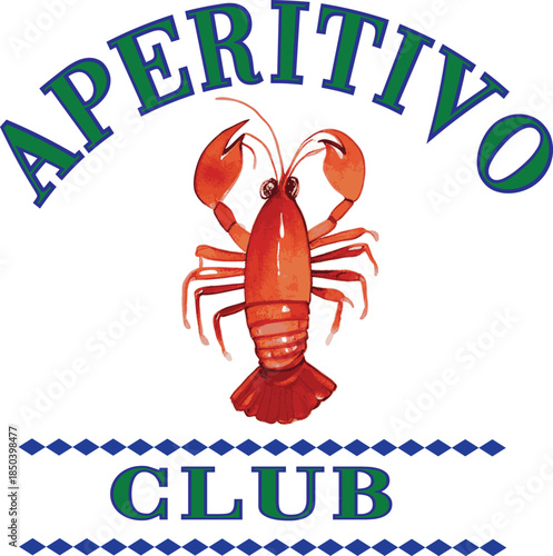 lobster seafood ciao Bella club Italy Europe fish sardine nautical fisherman sea ocean shack cafe cute euro trending graphic tee fashion Maine crab Amalfi Italia design boat yacht script font wine