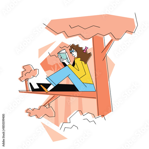 A girl reading a book.eps