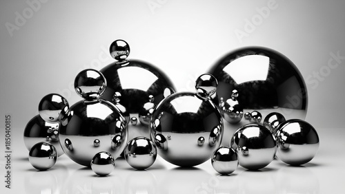 Collection of Polished Metal Spheres with Reflective Surfaces