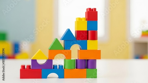 Colorful Building Blocks Tower in Playful Arrangement