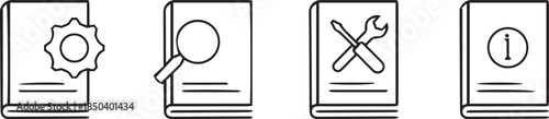 User guide book icon set in flat style. manual user book vector icon for web design isolated on white background.