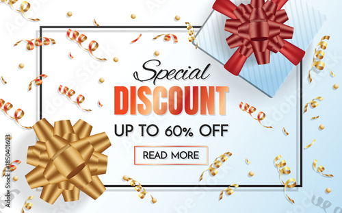 Special Discount Sale Banner with Gift Ribbon