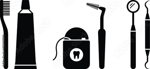 Dental Hygiene Tools Isolated Vector Illustration