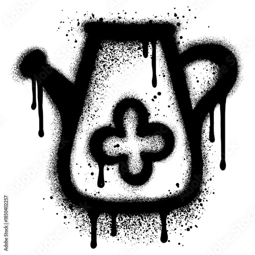 Graffiti a plastic watering can is shown against a white background The image is a simple vector illustration