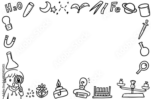 理科のフレーム／モノクロ